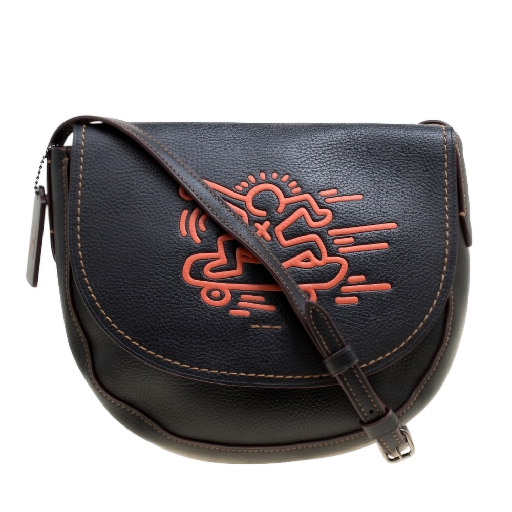 Coach Black Leather Crossbody with Orange Skateboard Graphic - Picture 2 of 13